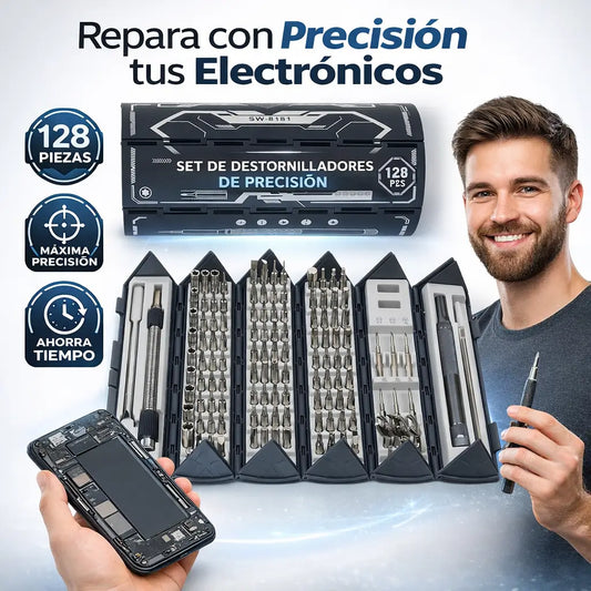 KIT destornilladores 128-Olvídate de pagar soporte técnico; abre y repara cualquier dispositivo tú mismo.