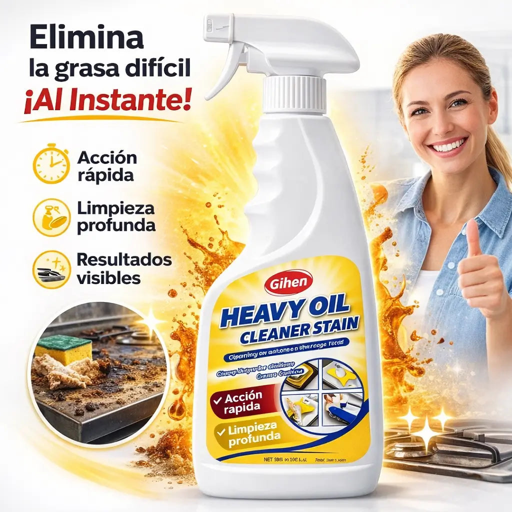 HEAVY OIL: Desintegra la grasa rebelde en segundos sin arruinar tus manos.