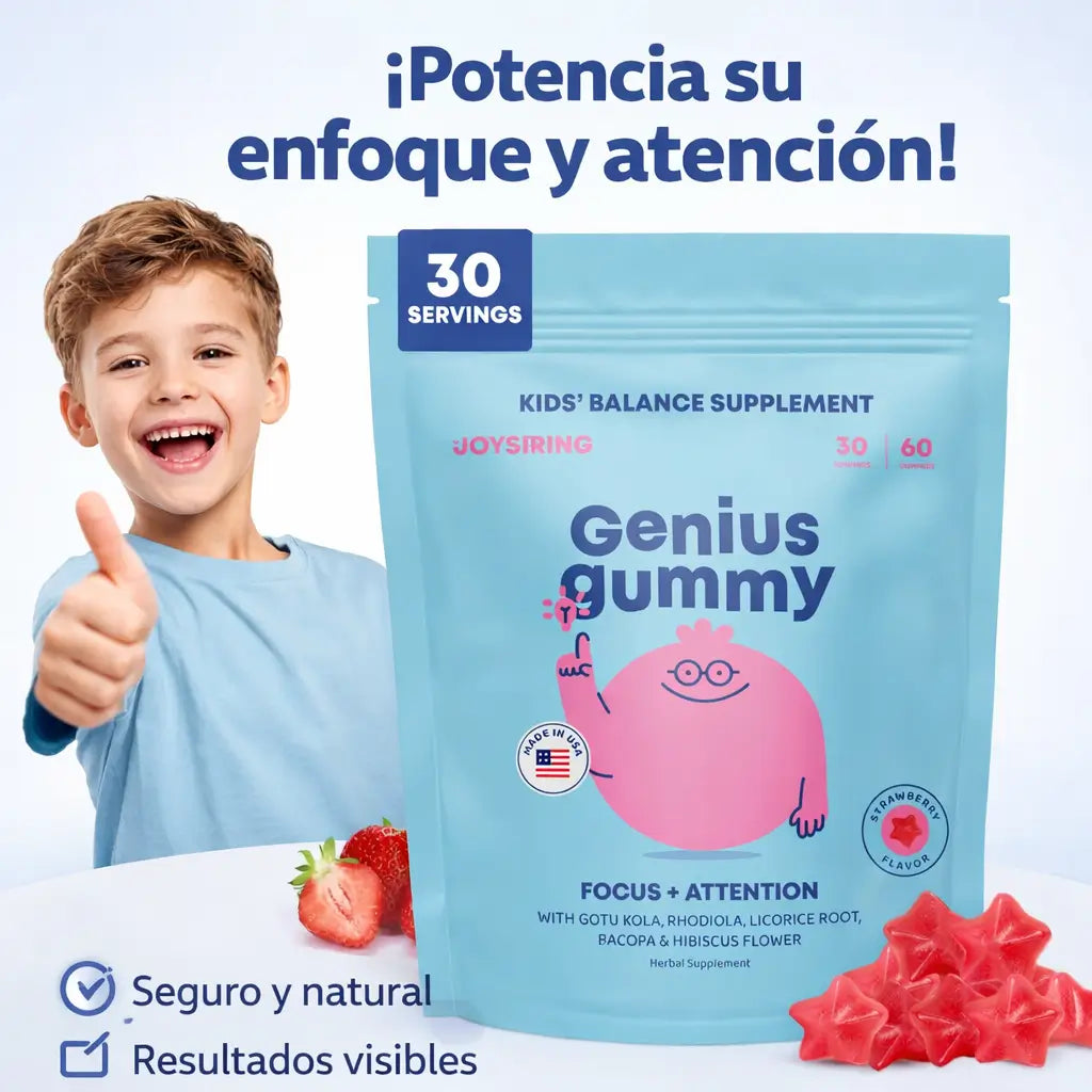 Genius Focus Gummies: Activa el máximo potencial de concentración de tu hijo de forma natural.