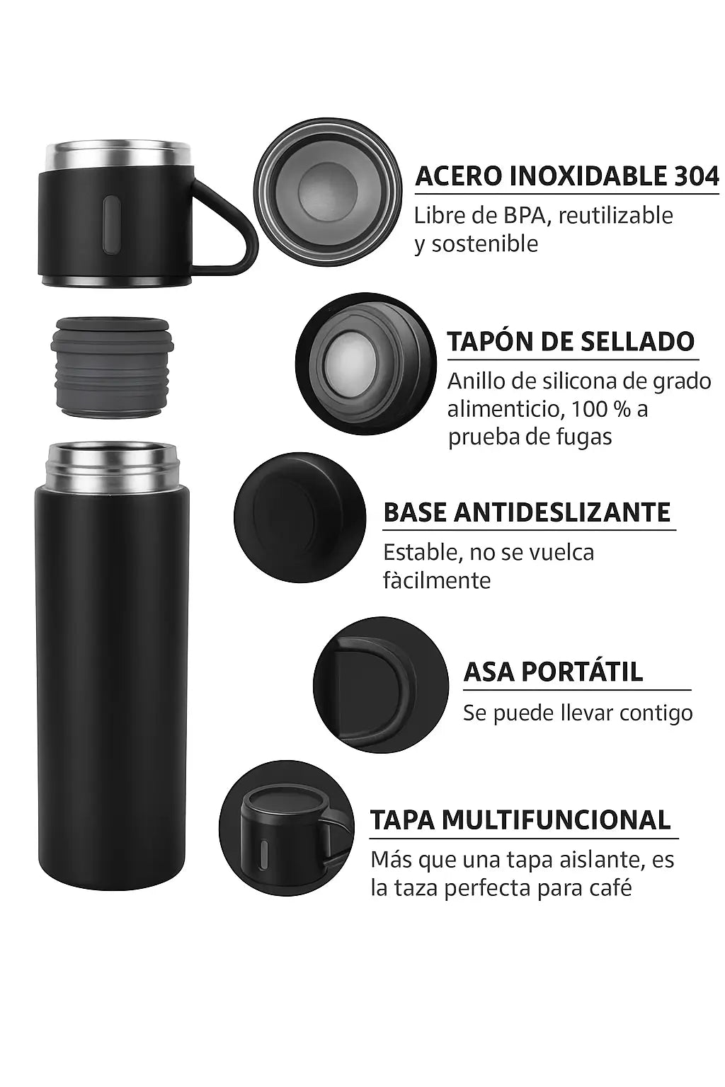 ☕❄️ Set de Termo y Taza Premium de Acero Inoxidable