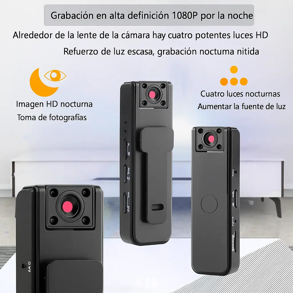 📹 Cámara Corporal Full HD 1080p con Visión Nocturna: Seguridad y Registro en tus Manos