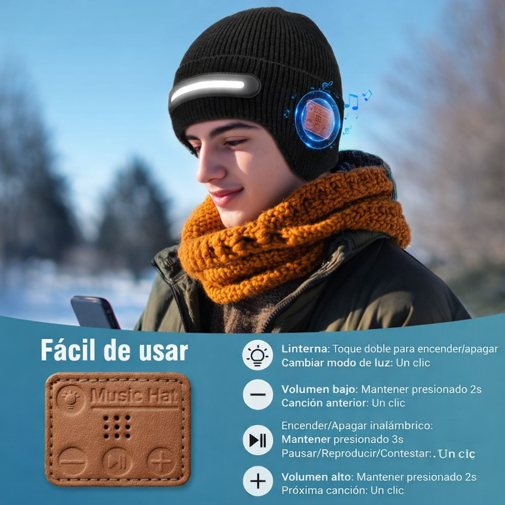 Calor, música y luz en un solo gorro — olvídate del frío y la oscuridad