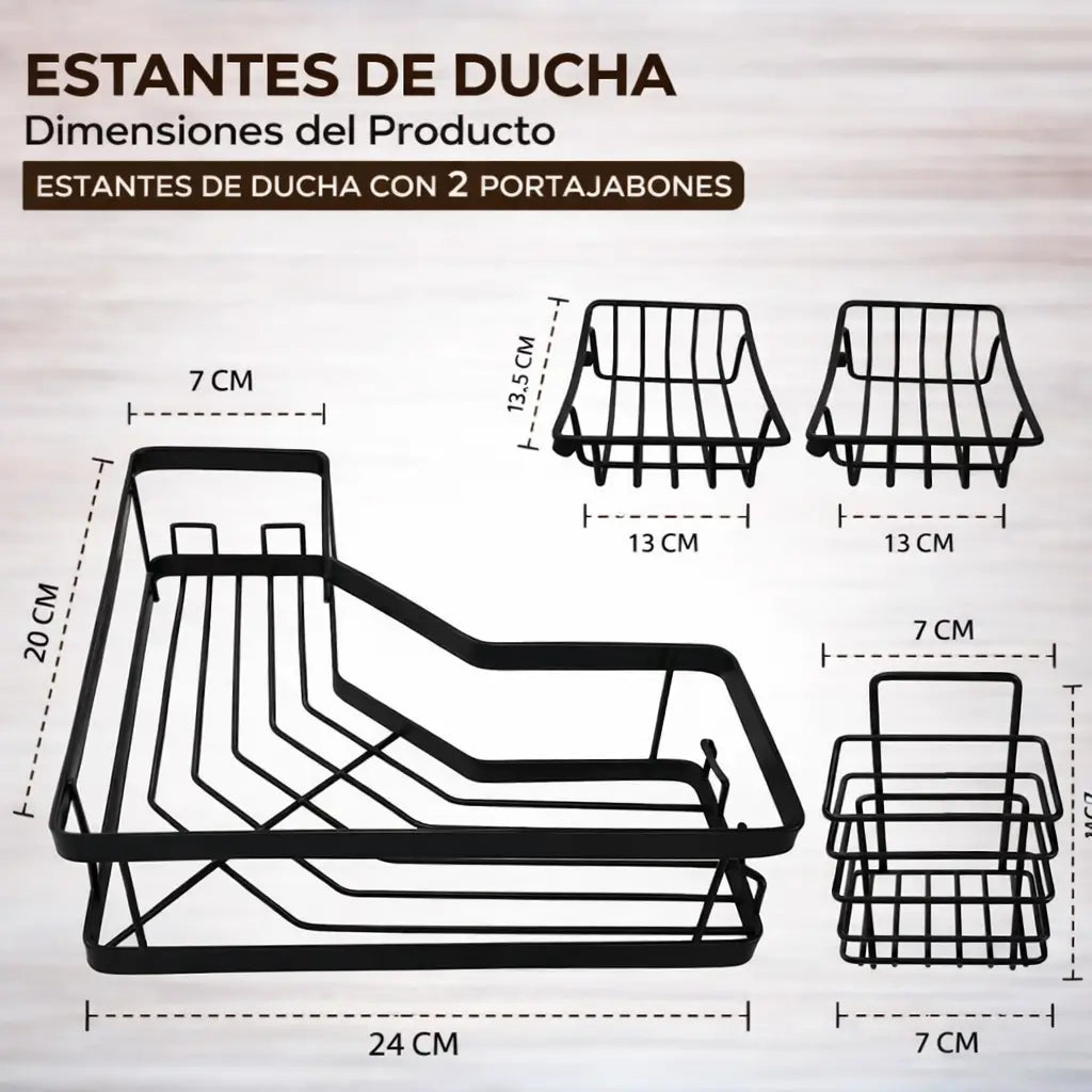 KIT X5 Estante Organizador Esquinero: Duplica el espacio de tu ducha en segundos con su tecnología de ultra-adherencia.