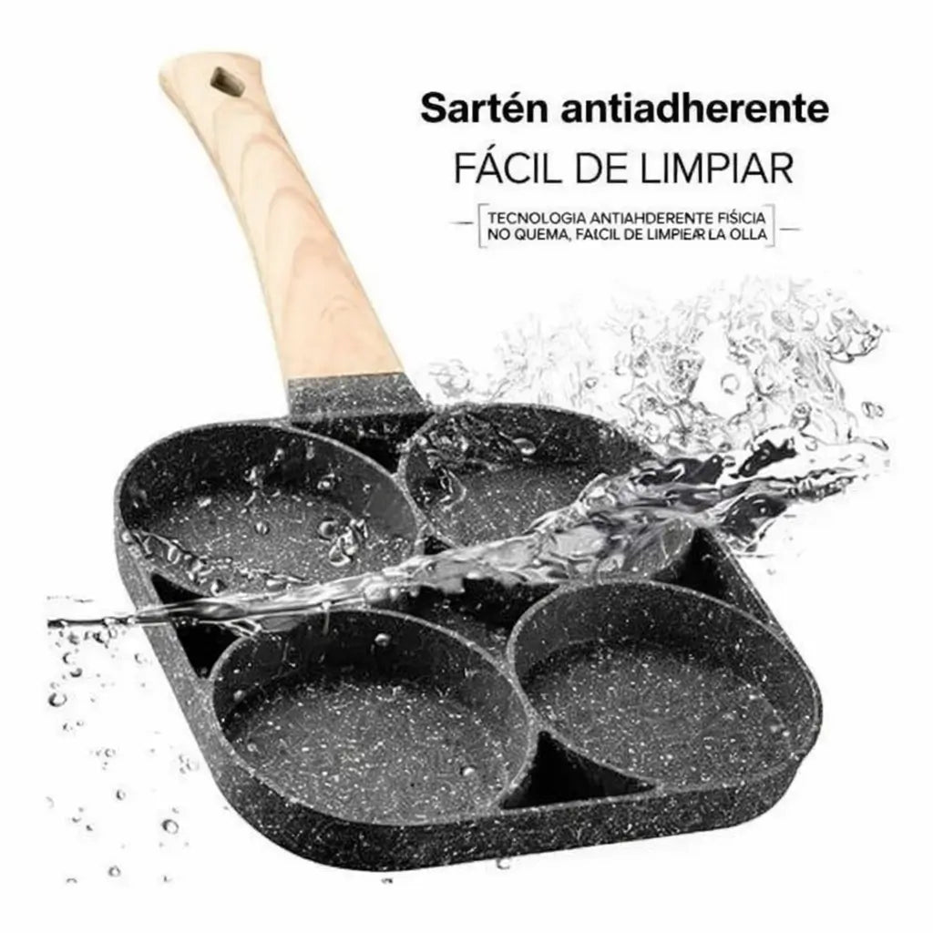 Sartén Multiusos 4 Espacios: Cocina como un chef sin que nada se pegue.