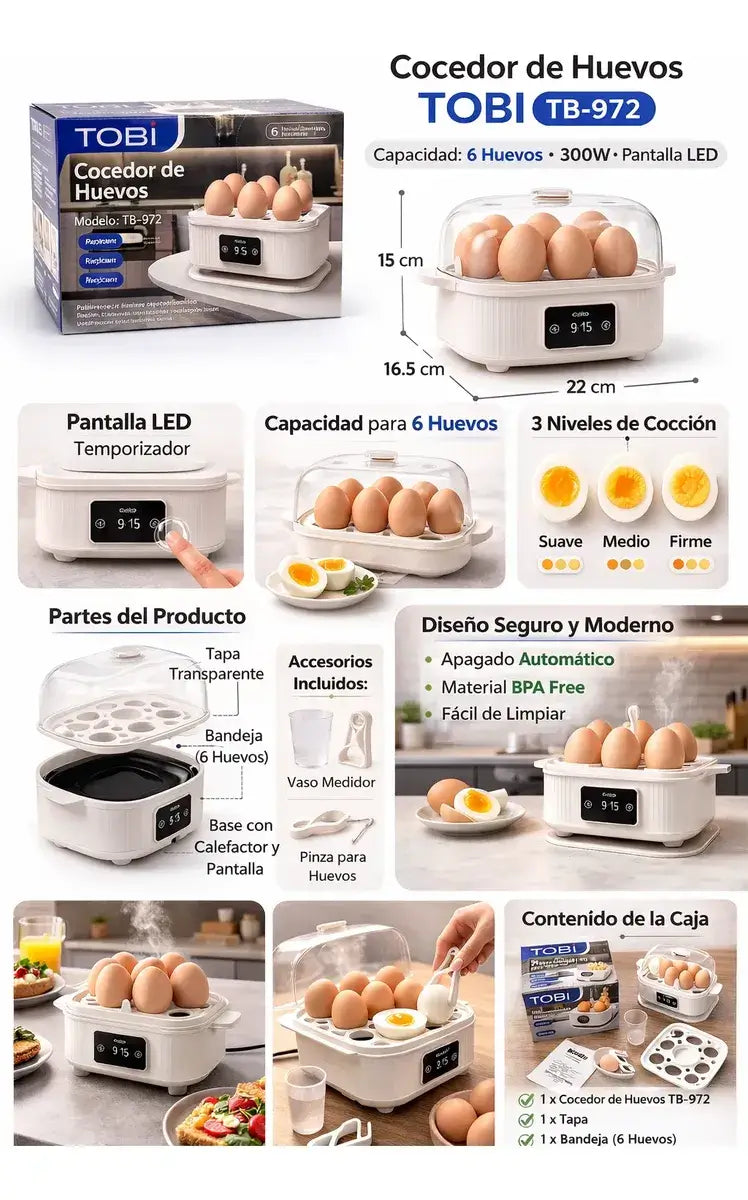 hervidora de huevos x6