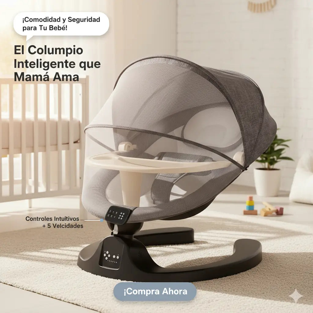 Mecedora Eléctrica Premium con Bluetooth y Mosquitero — El descanso que tu bebé y tú merecen