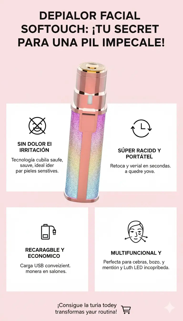 Depilador Facial "SoftTouch": Cejas y Rostro Perfectos en Segundos y Sin Dolor.