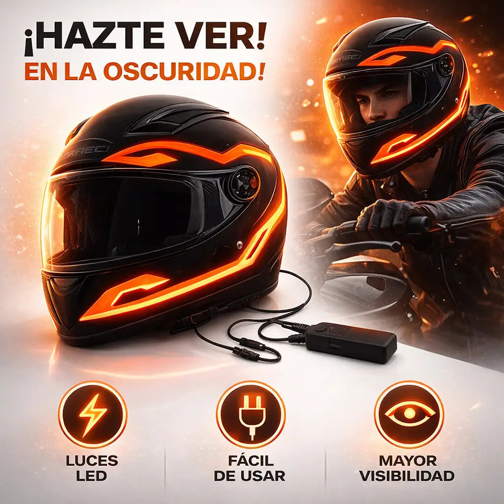 LUZ LED PARA CASCO DE MOTO: Transforma tu casco aburrido y domina la calle con un estilo futurista y máxima visibilidad.