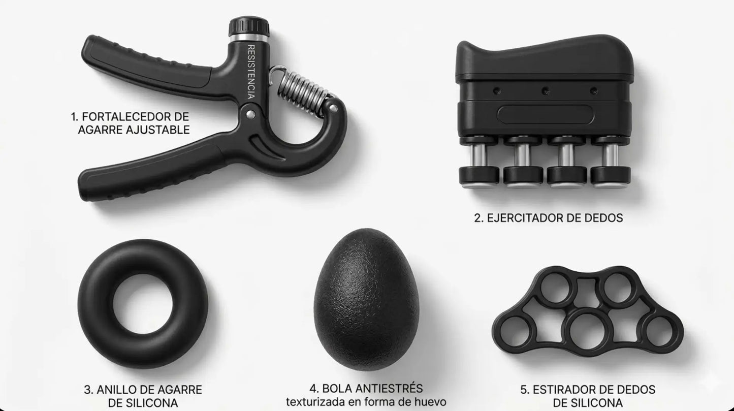 KIT EJERCITADOR DE MANO: ¿Tus manos fallan antes que tus músculos? Domina cada peso con un agarre inquebrantable