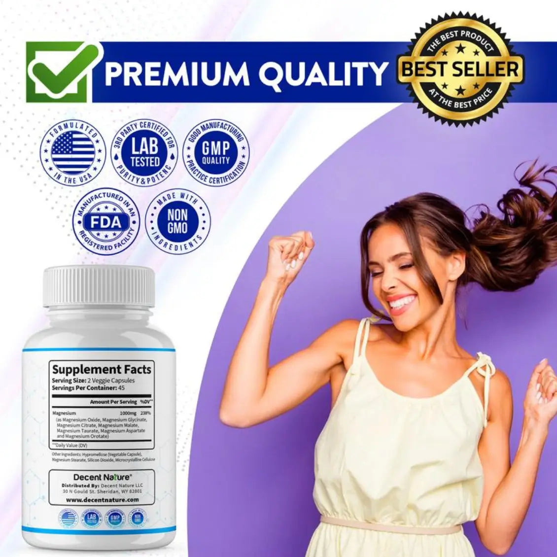 8-en-1 Magnesium Complex: Una cápsula para dormir profundo -(90 Capsulas x frasco)