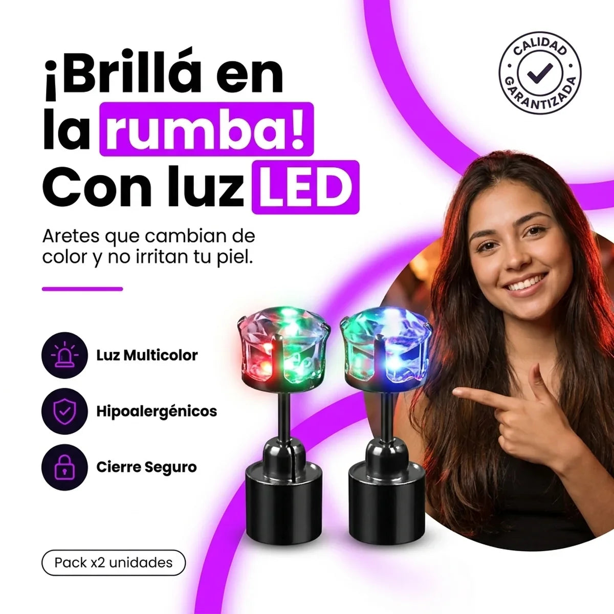 Aretes Luminosos LED Multicolor - Pack x2 - 1-hero