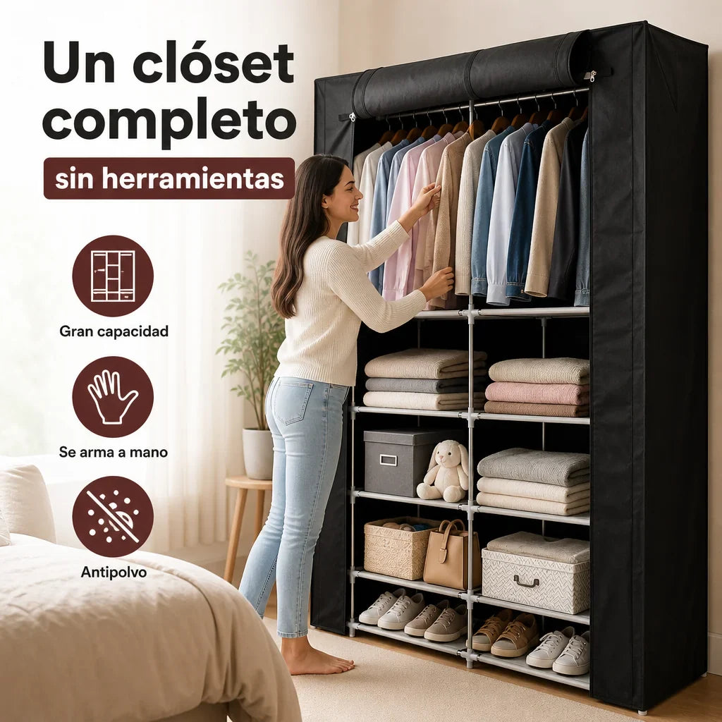 Armario Clóset de Tela 3 Puestos Grande 👕