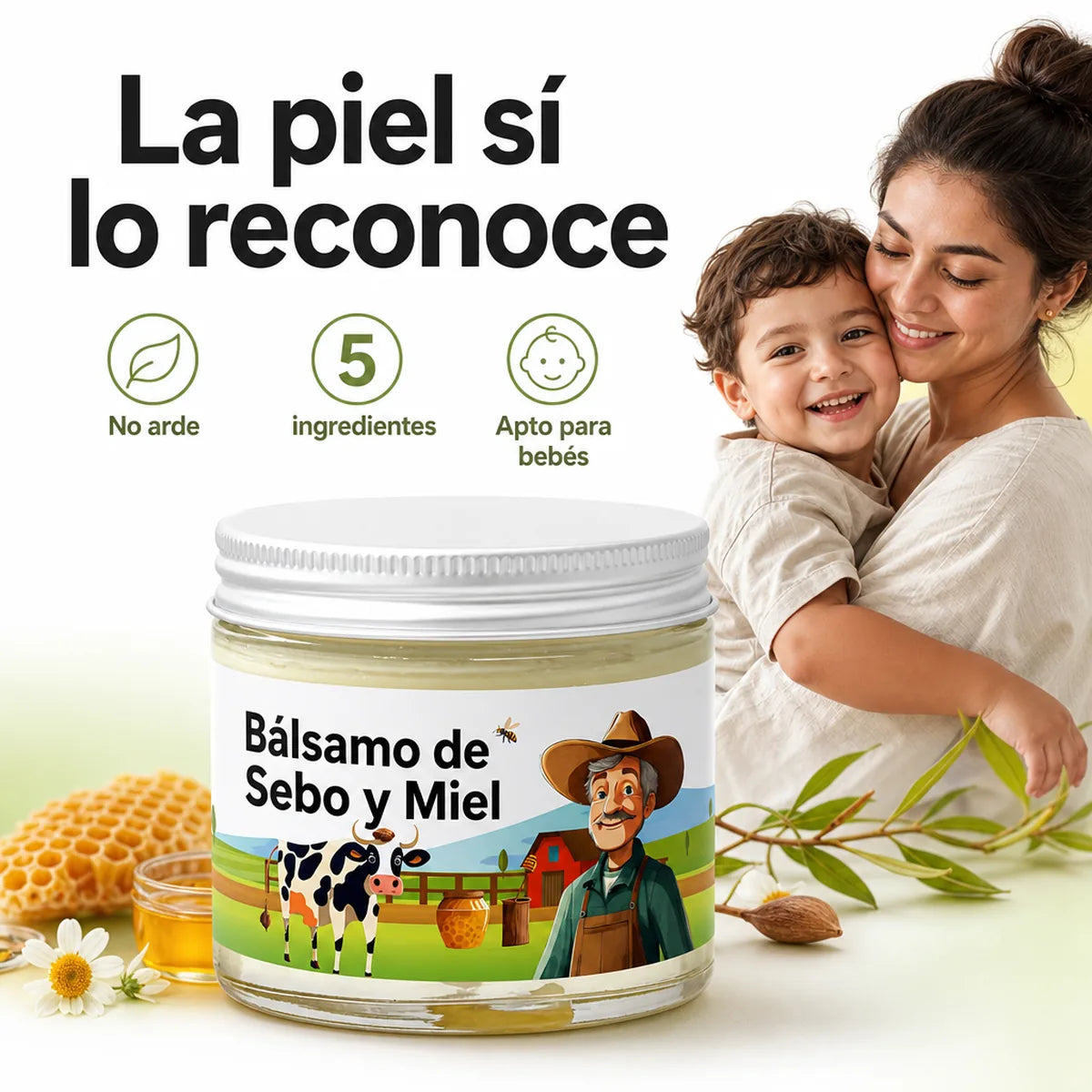 Bálsamo de Sebo y Miel para Piel Sensible 🐄🍯