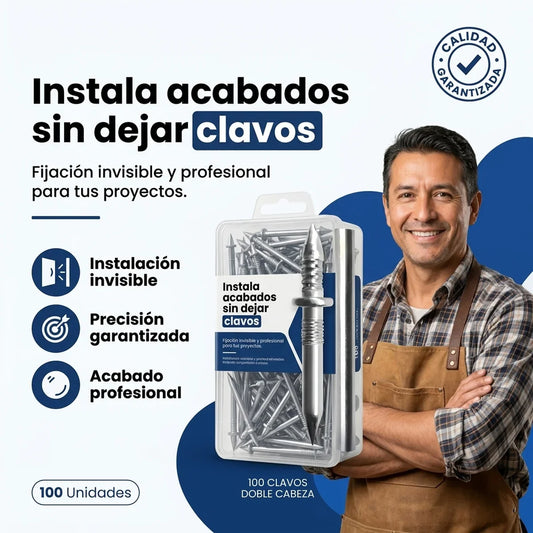 Sistema de Clavos Doble Cabeza Invisibles x 100 Unidades - 1-hero