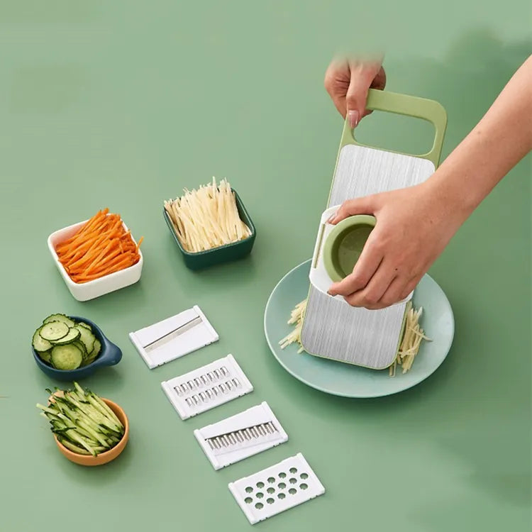Cortador de Verduras 5 en 1 con Protector de Mano — Rodajas, Juliana y Rallado - 1-hero