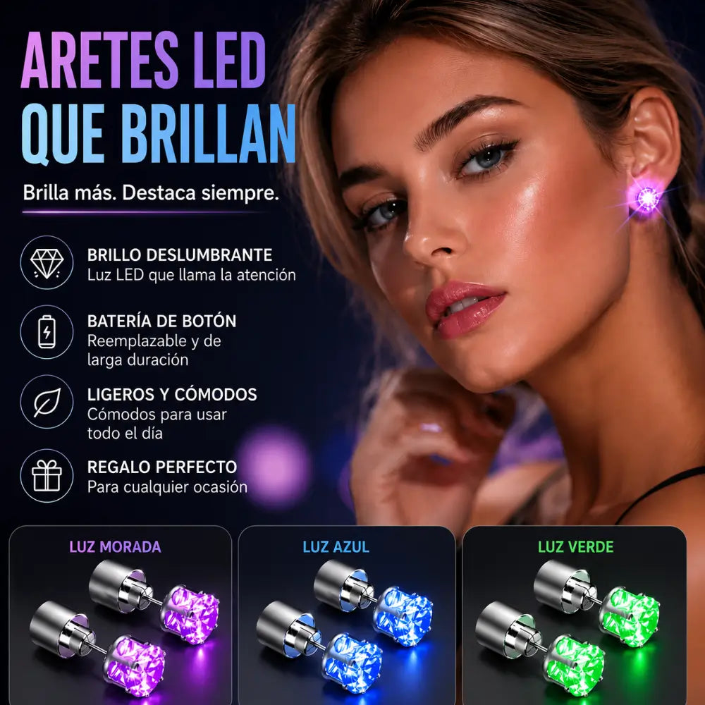 Aretes Luminosos LED Multicolor - Pack x2