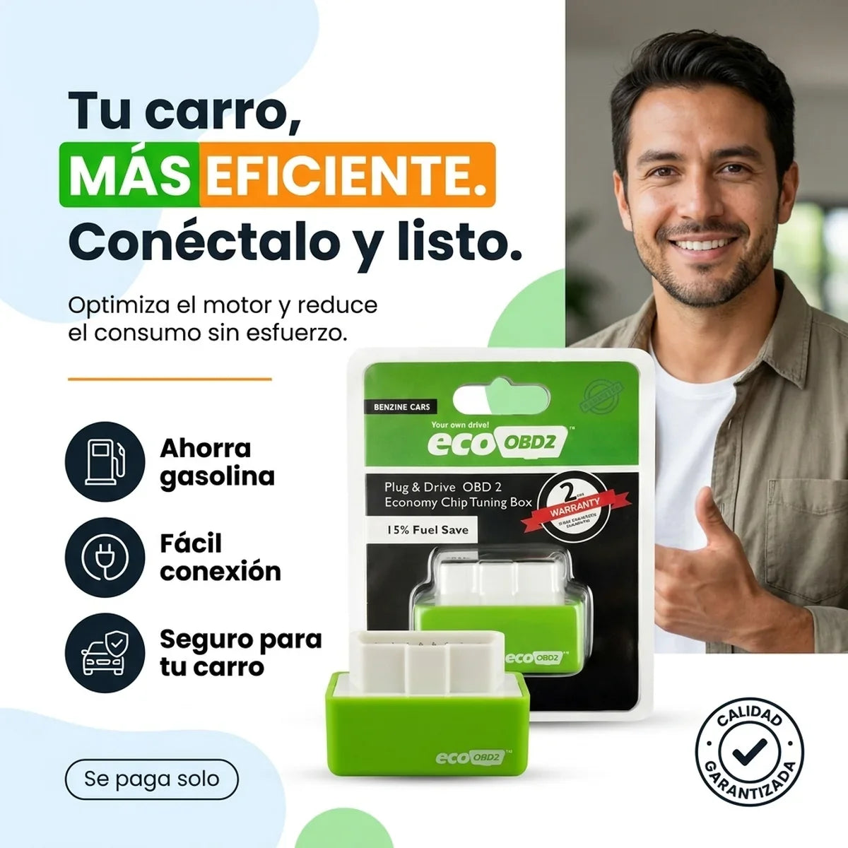 ECO OBD2 Ahorrador de Combustible Plug & Drive para Carros - 1-hero