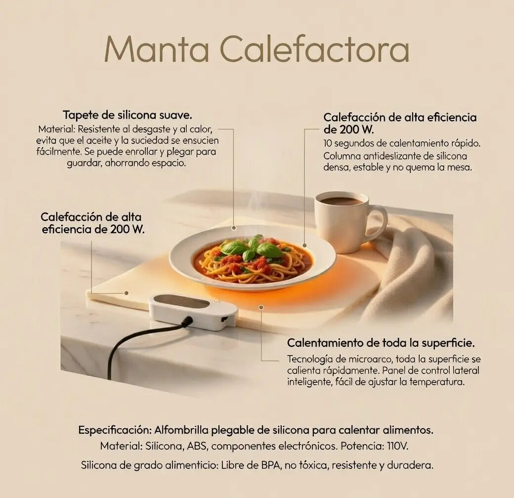 ¡Adiós a las Comidas Frías! Tapete Calefactor que Mantiene Tu Cena Caliente y Deliciosa Sin Esfuerzo