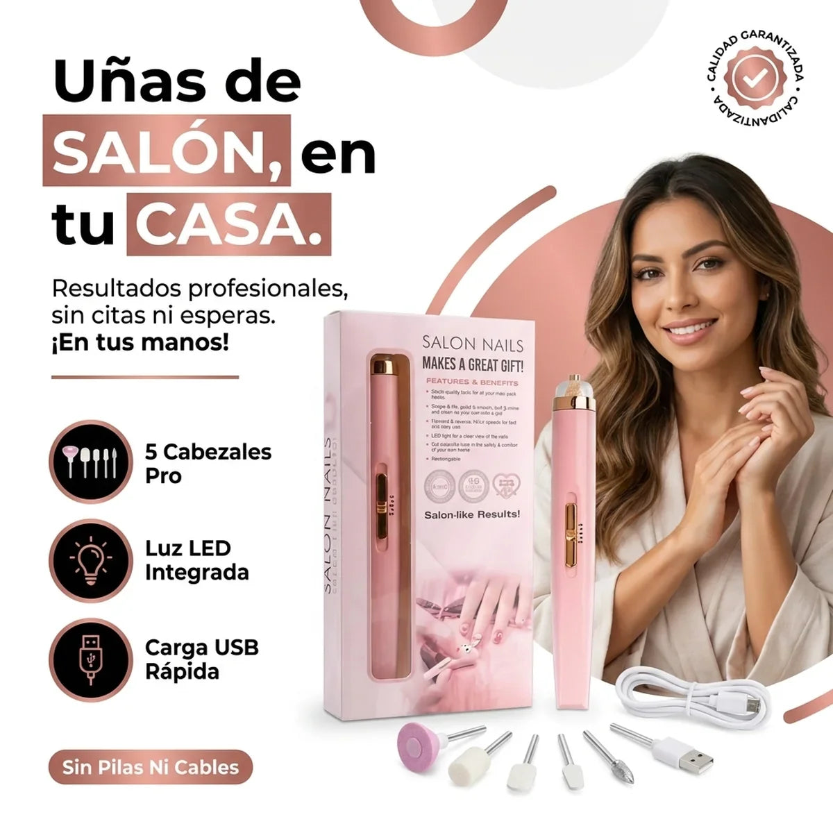 Kit Pulidor de Unas Profesional con Luz LED y 5 Cabezales - 1-hero