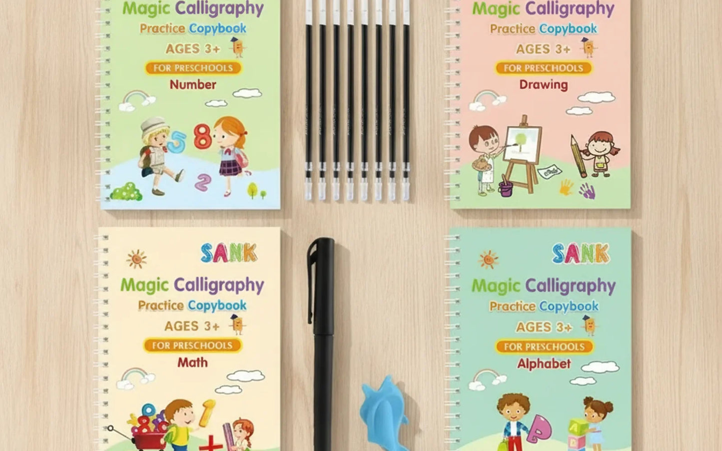 Libro Mágico Reutilizable 4 en 1 para Niños ✏️✨