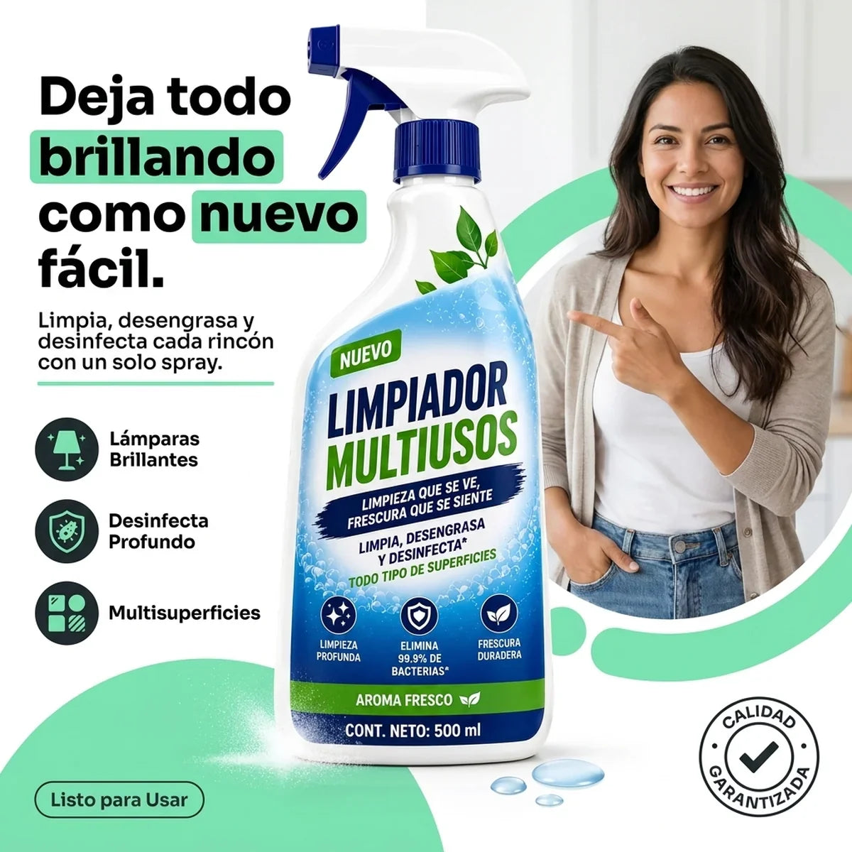 Limpiador Multiusos Alta Potencia 500ml - Limpia, Desengrasa y Desinfecta - 1-hero