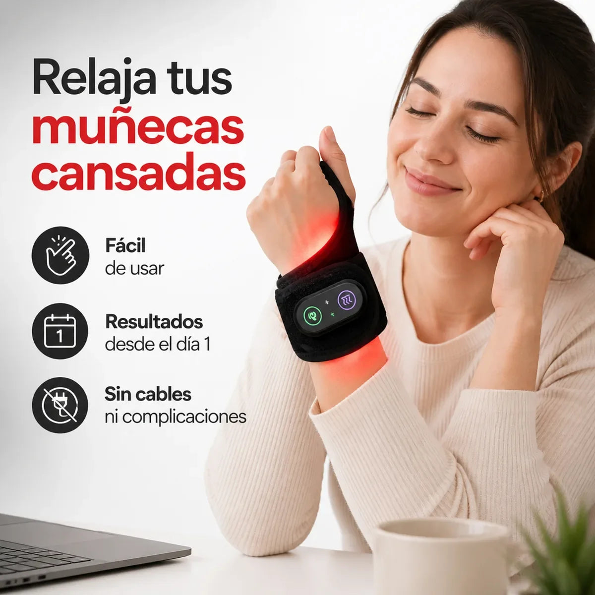 LumiAlivio 🔴 Muñequera Térmica de Luz Roja