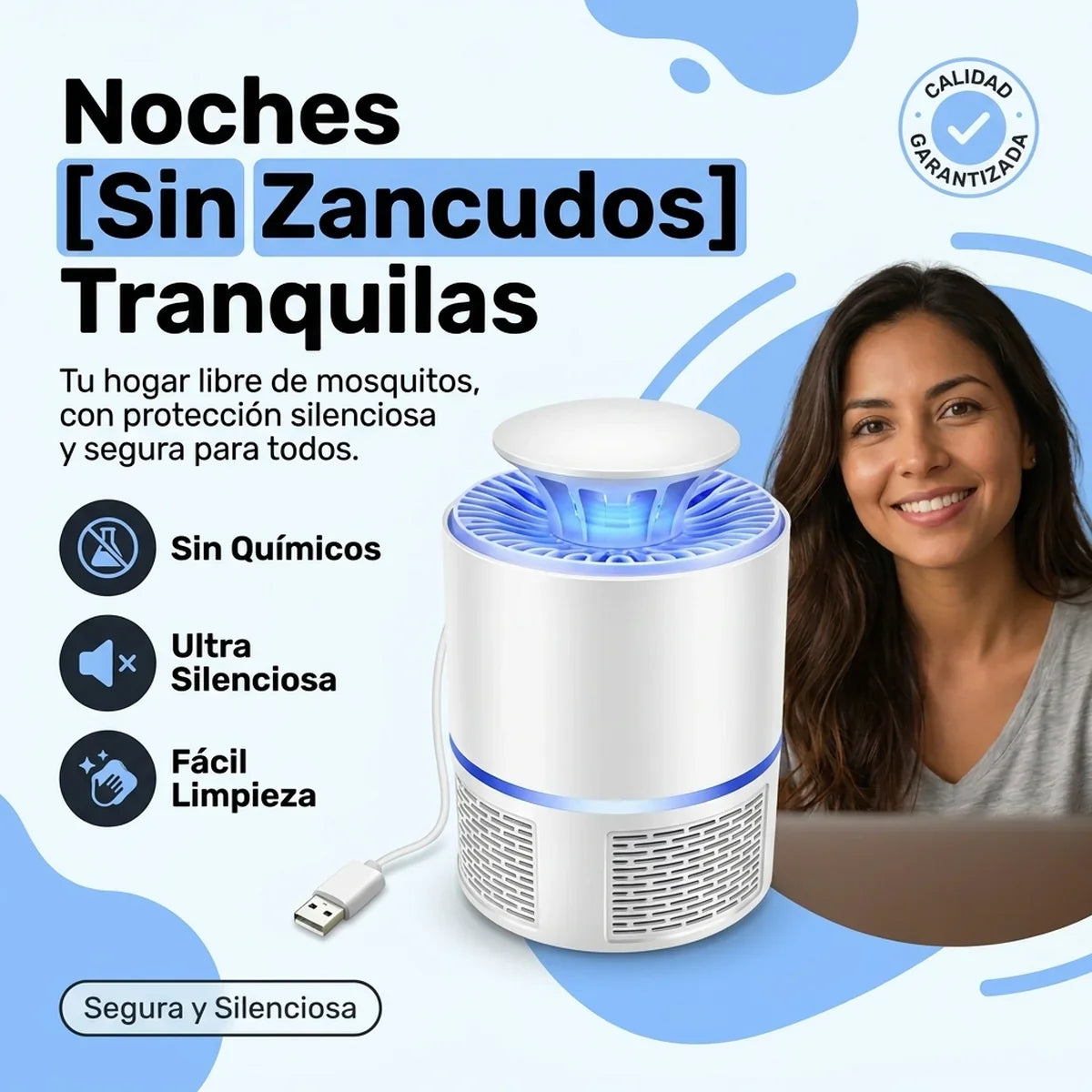 Lámpara Eléctrica Mata Mosquitos UV - Sin Químicos, Sin Ruido - 1-hero