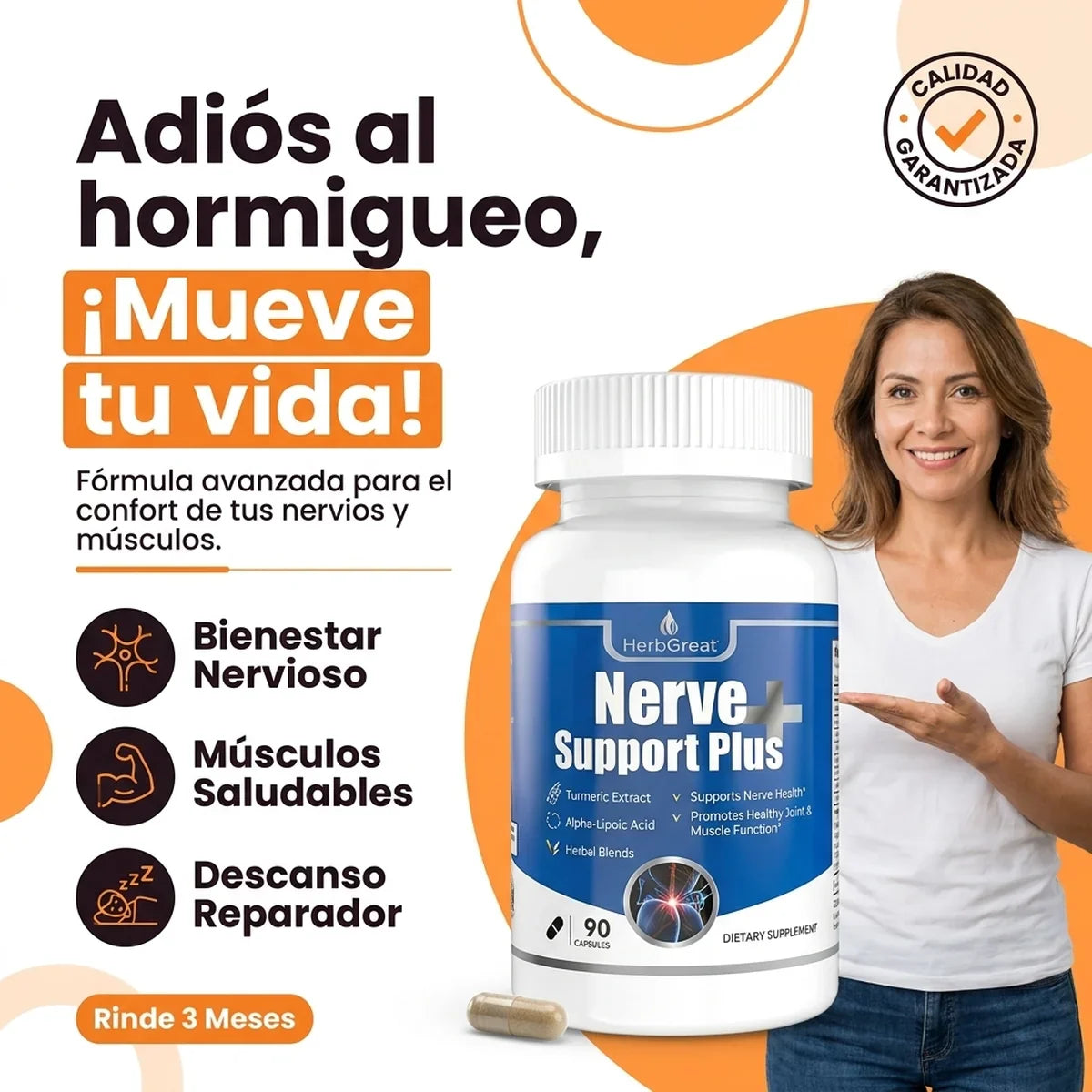 Nerve Support Plus - Bienestar de Nervios y Músculos | 90 Cápsulas - 1-hero