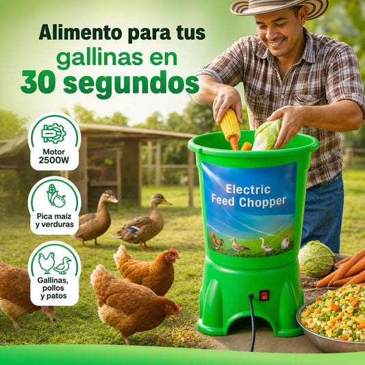 🐓 Picadora Eléctrica de Forraje — Alimento para Aves en 30s