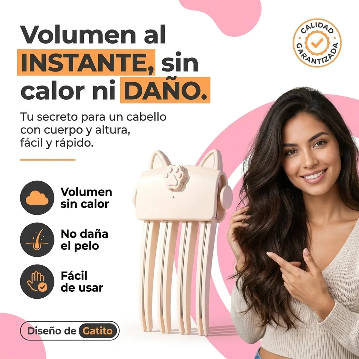 Pinza de Volumen para Cabello con Diseño de Gatito - 1-hero