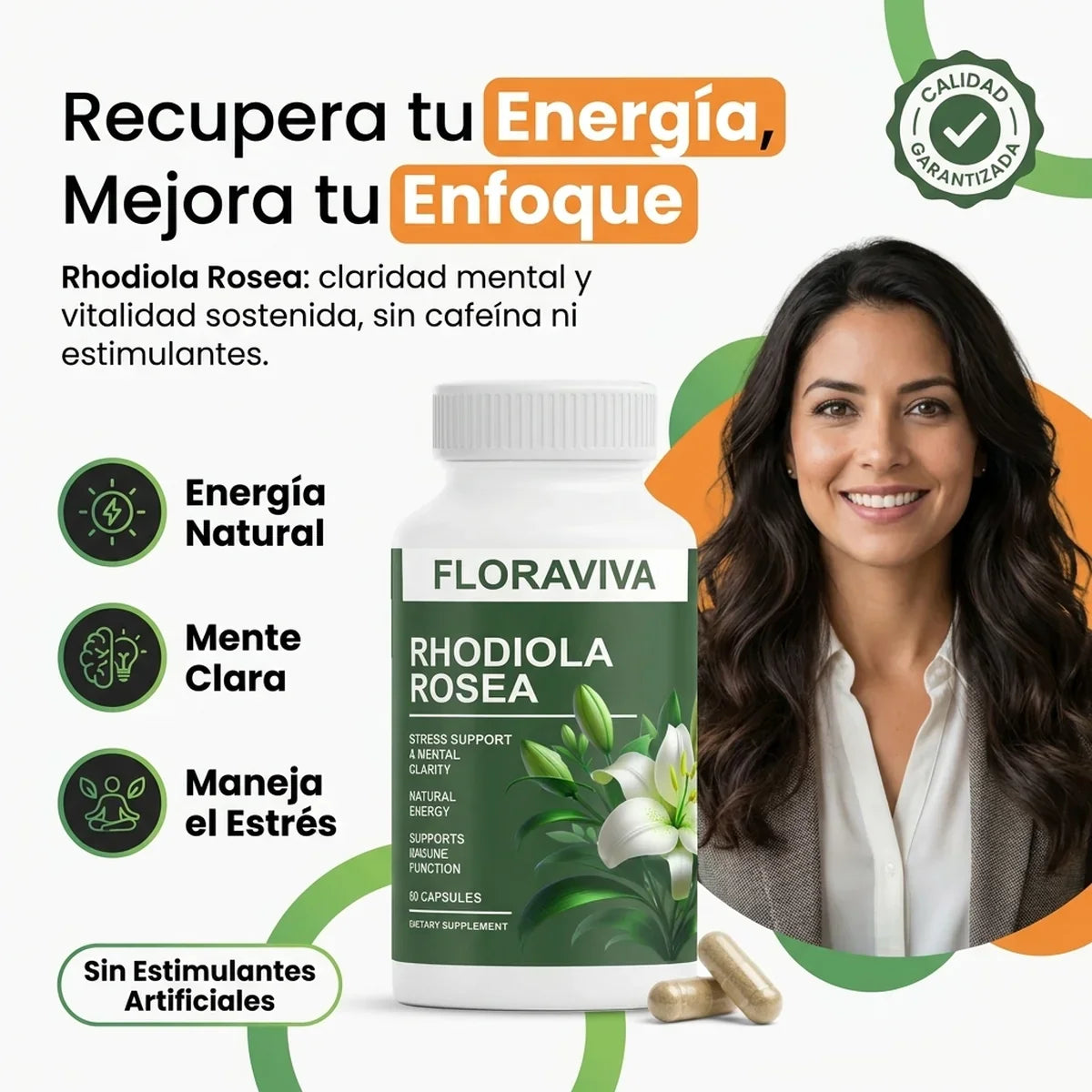 Rhodiola Rosea Floraviva - 60 Cápsulas Energía y Enfoque - 1-hero