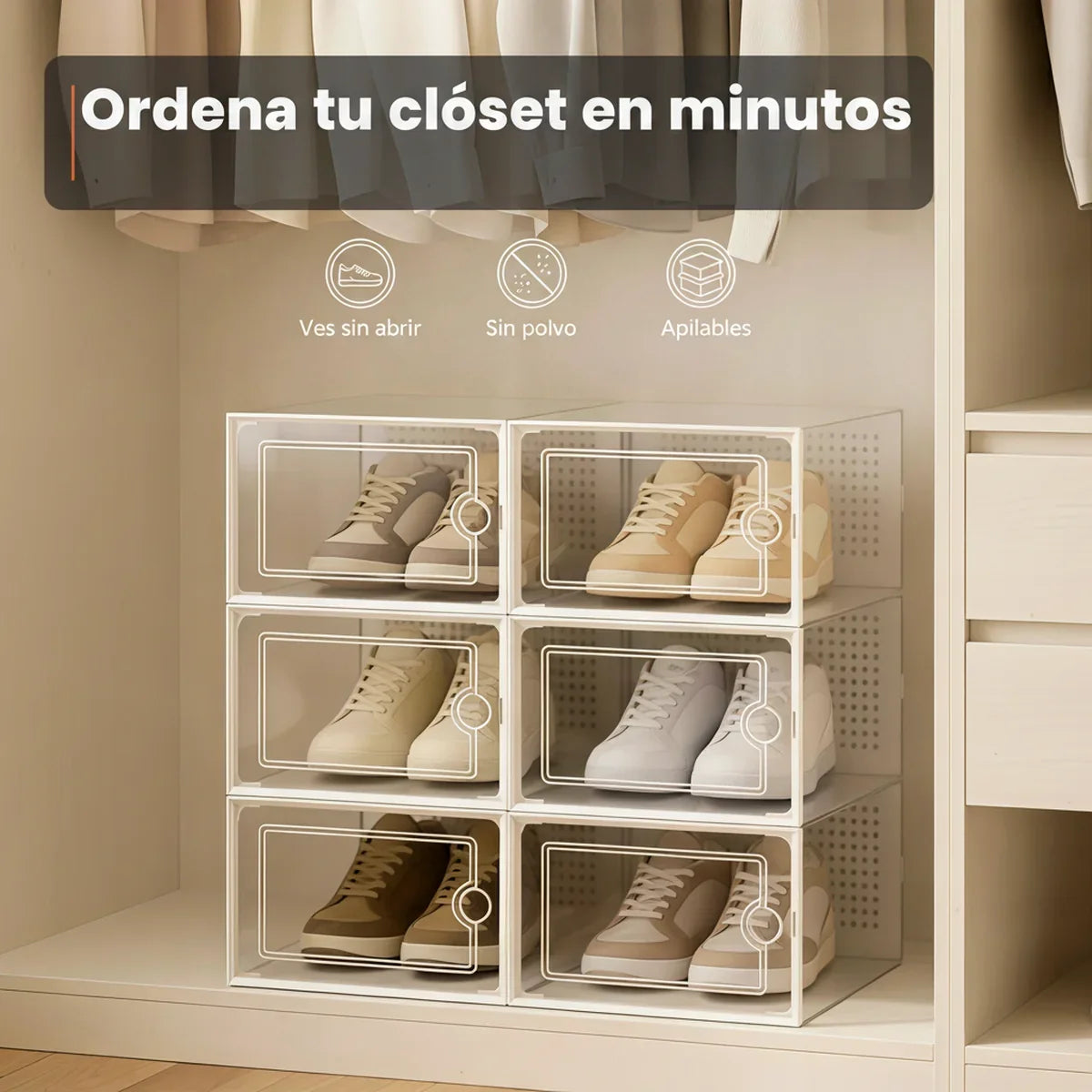 👟 Cajas Organizadoras de Zapatos Apilables  - x12Cajas