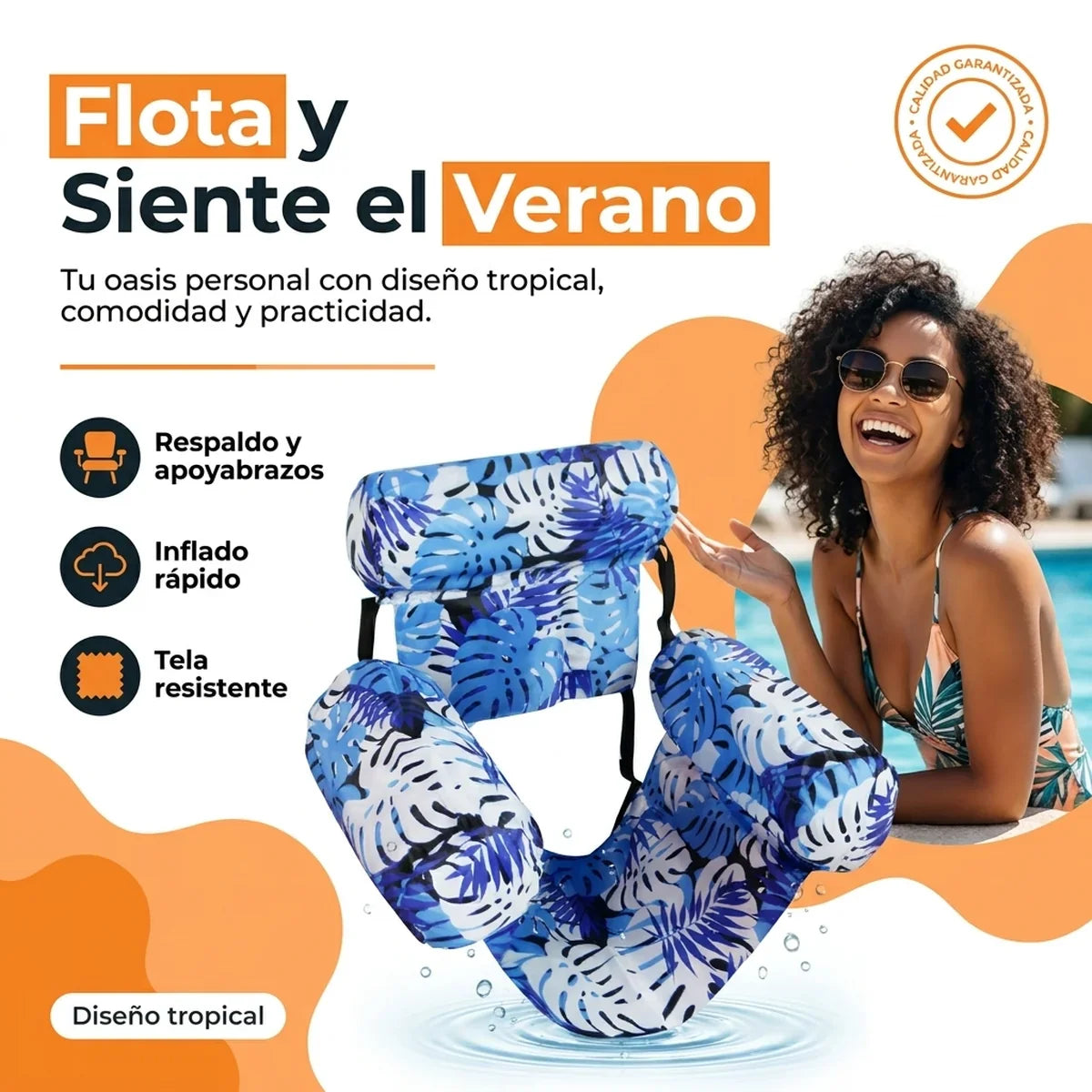 Sillón Flotante Inflable para Piscina - Diseño Tropical - 1-hero