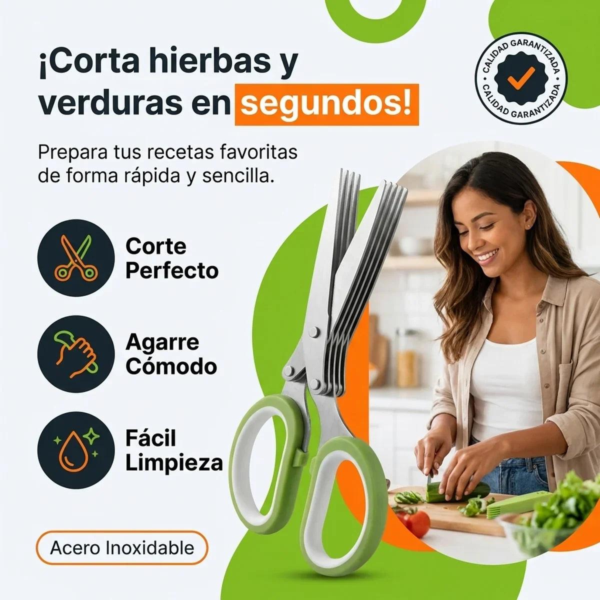 Tijeras Corta Verduras 5 Cuchillas de Acero Inoxidable - 1-hero