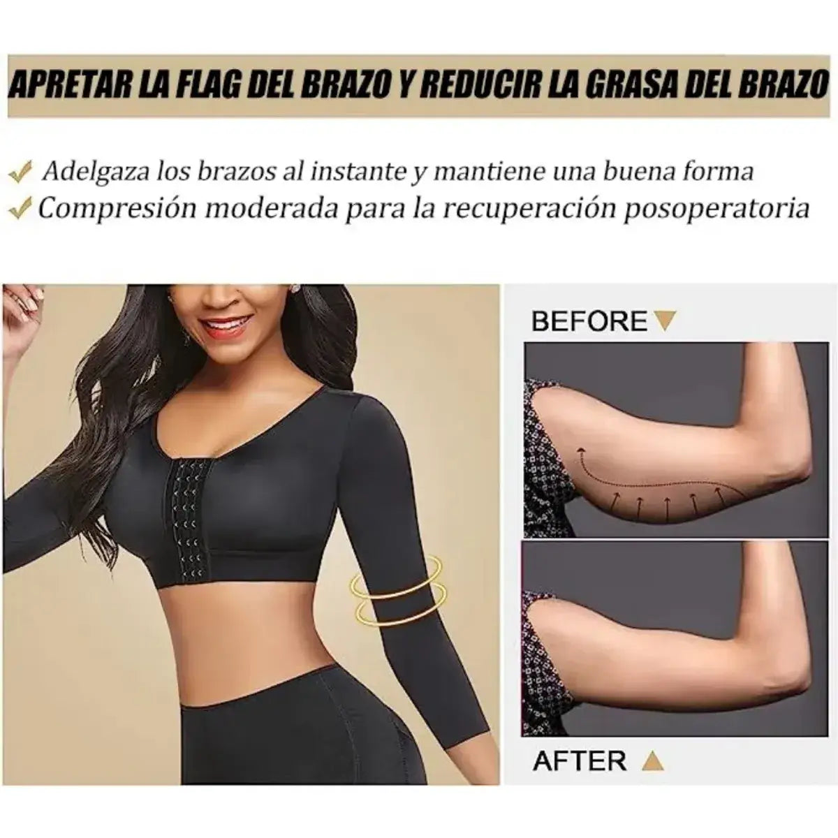 Brasier Corrector Manga Larga - Moldea Brazos, Levanta Busto y Corrige Postura