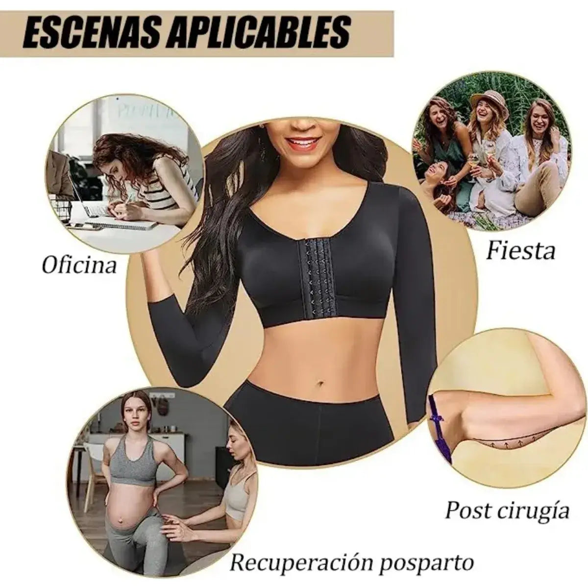 Brasier Corrector Manga Larga - Moldea Brazos, Levanta Busto y Corrige Postura